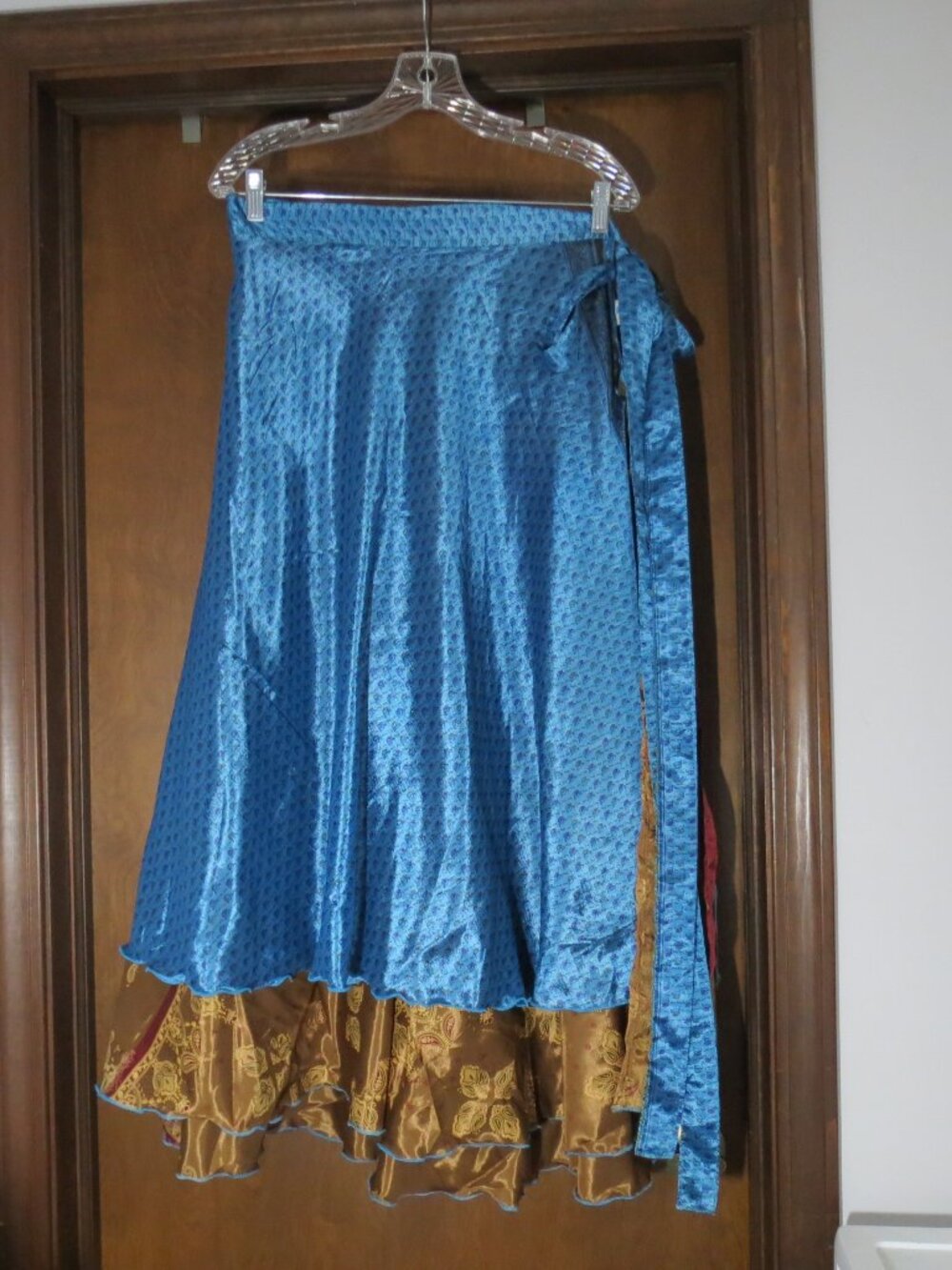 NWT Wevez Sari Silk Wrap Skirt Womens XL Ankle Boho Gypsy Reversible